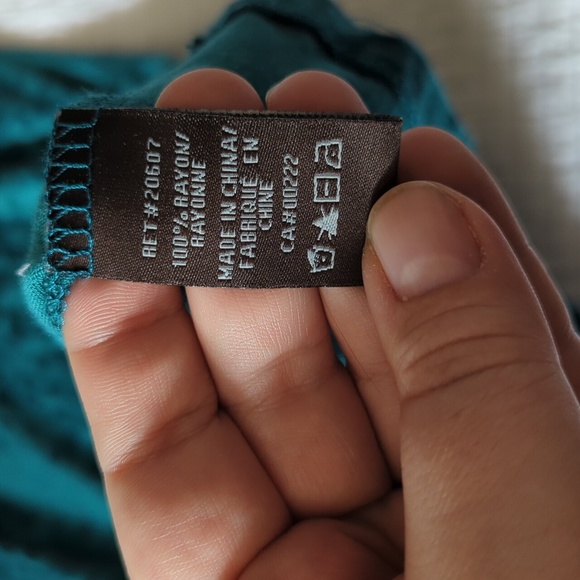 Jessica Sleeveless Teal Patterned Top with Double Ruche Detail Sz M Petite 12 - Picture 5 of 6